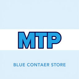 A logo design featuring the letters 'MTP' prominently displayed, designed for a blue container store