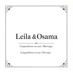A simple and elegant wedding invitation card design featuring the names 'Leila' and 'Osama'