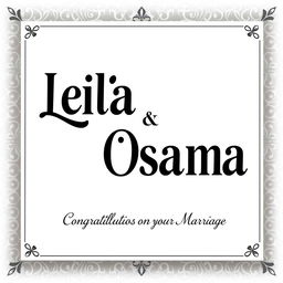 A simple and elegant wedding invitation card design featuring the names 'Leila' and 'Osama'