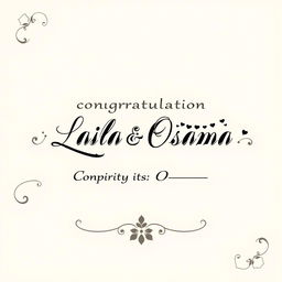 A beautiful marriage congratulation card featuring an elegant design in black and white