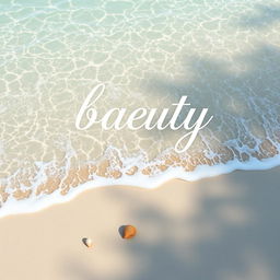 A beautiful beach scene featuring a sunny shore with gentle waves lapping at the sand