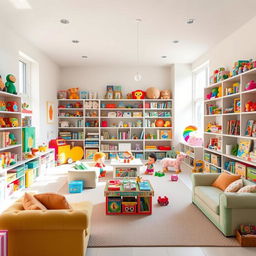 A large, bright children's room filled with toys and nostalgic childhood memories