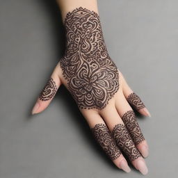 A high-resolution digital art piece showcasing an intricate Eid mehendi design