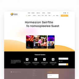 A modern and sleek website design for 'Occasion Masters', an event management platform connecting local vendors with customers