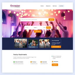 Design a modern, user-friendly event management website called 'Occasion Masters'