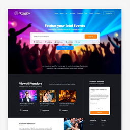 Design a modern, user-friendly event management website called 'Occasion Masters'