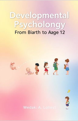 The cover of a book titled 'Developmental Psychology: From Birth to Age 12', depicting the stages of human development from a fetus in the womb to a 12-year-old child