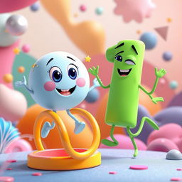An imaginative animation scene featuring two main characters personified as the numbers 0 and 1