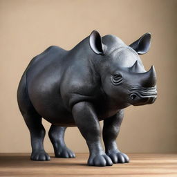 This is a high-quality image of a black rhino statue