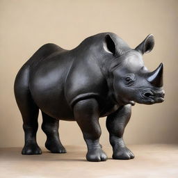 This is a high-quality image of a black rhino statue