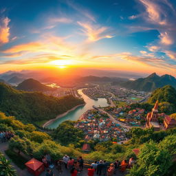 A breathtaking view of a diverse and vibrant world, showcasing various landscapes such as lush green forests, majestic mountains, serene beaches, bustling cities, and tranquil countryside, all blended harmoniously