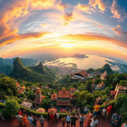 A breathtaking view of a diverse and vibrant world, showcasing various landscapes such as lush green forests, majestic mountains, serene beaches, bustling cities, and tranquil countryside, all blended harmoniously