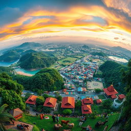A breathtaking view of a diverse and vibrant world, showcasing various landscapes such as lush green forests, majestic mountains, serene beaches, bustling cities, and tranquil countryside, all blended harmoniously