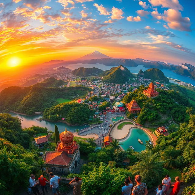 A breathtaking view of a diverse and vibrant world, showcasing various landscapes such as lush green forests, majestic mountains, serene beaches, bustling cities, and tranquil countryside, all blended harmoniously