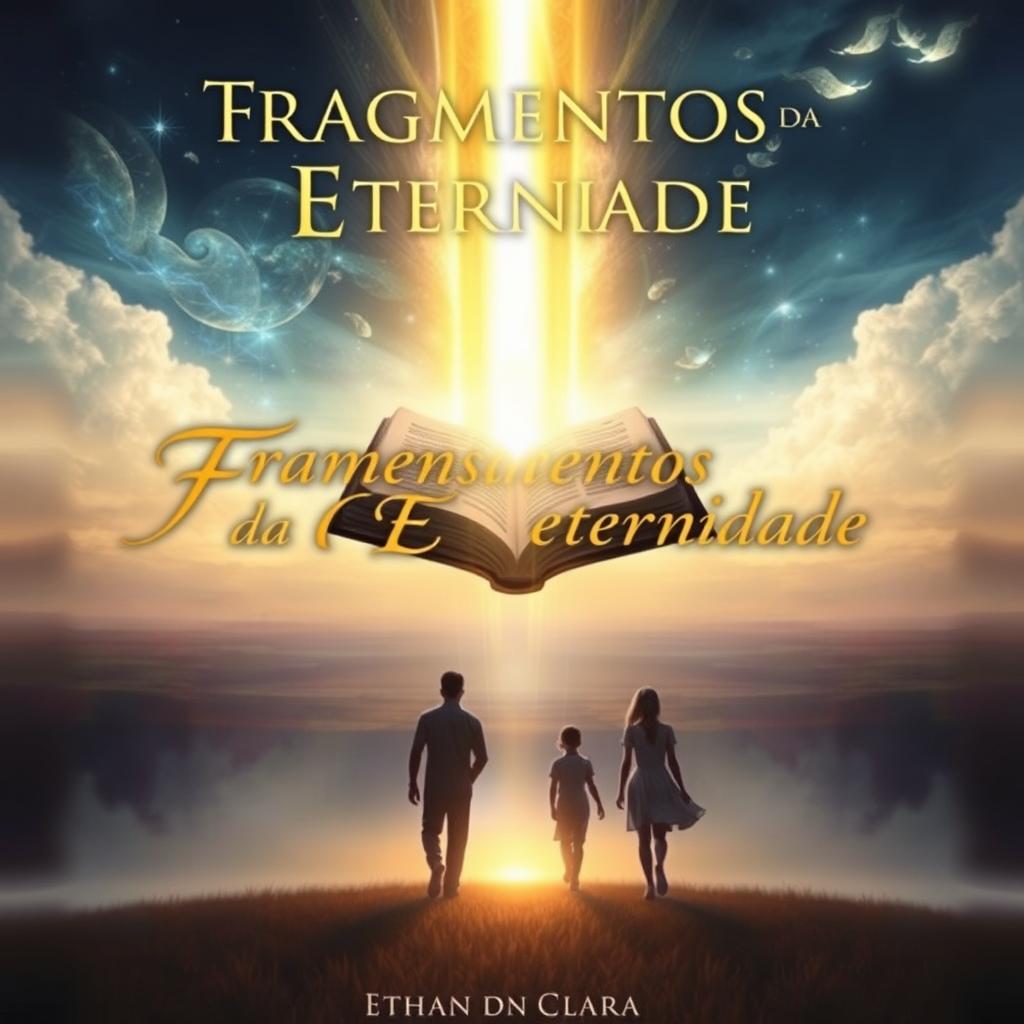 A mystical and abstract book cover for 'Fragmentos da Eternidade'