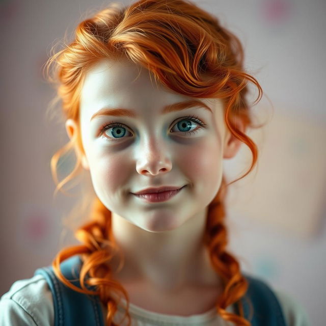 A vibrant portrait of a red-headed girl with an expression that conveys creativity and inspiration