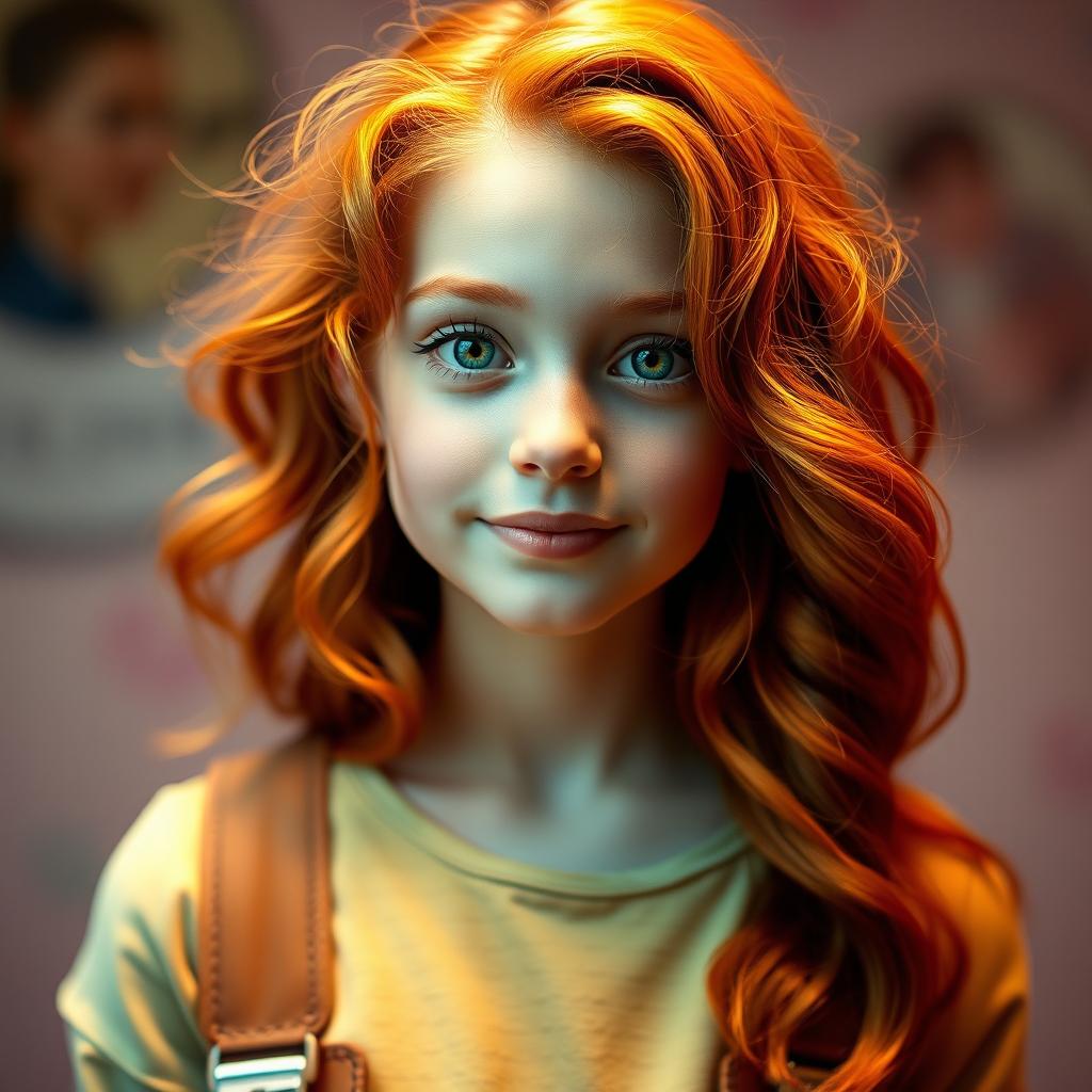 A vibrant portrait of a red-headed girl with an expression that conveys creativity and inspiration