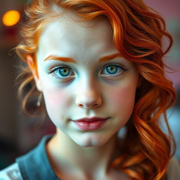 A vibrant portrait of a red-headed girl with an expression that conveys creativity and inspiration