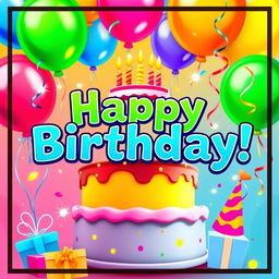 A vibrant and colorful birthday poster featuring a joyful celebration theme