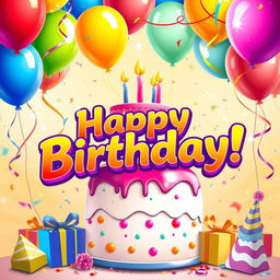 A vibrant and colorful birthday poster featuring a joyful celebration theme