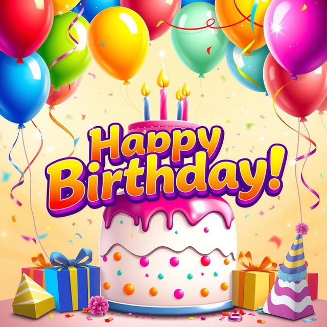 A vibrant and colorful birthday poster featuring a joyful celebration theme