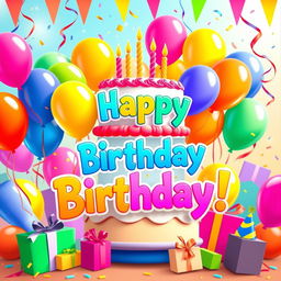 A vibrant and colorful birthday poster featuring a joyful celebration theme