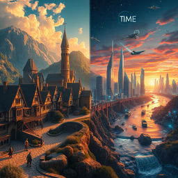 A stunning, visually rich landscape that merges elements of the past and future
