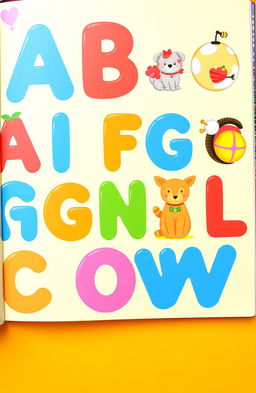 A colorful and engaging alphabet book for children, featuring large, friendly letters and vibrant illustrations of animals and objects corresponding to each letter