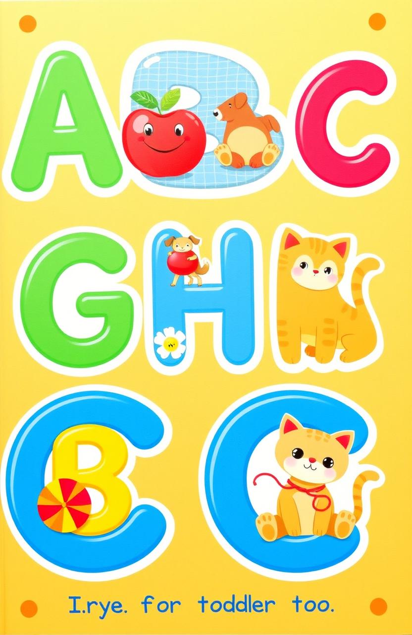 A colorful and engaging alphabet book for children, featuring large, friendly letters and vibrant illustrations of animals and objects corresponding to each letter