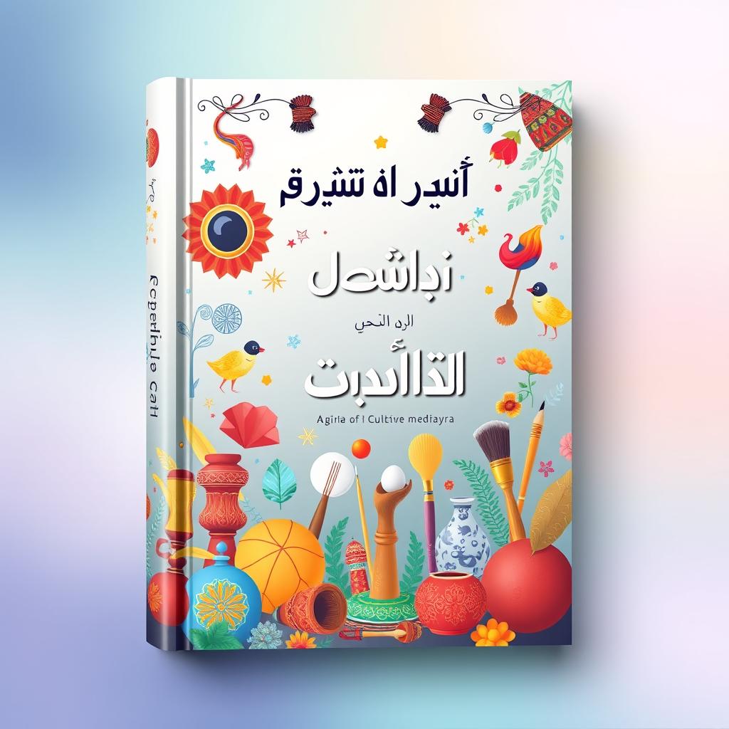 A beautiful and artistic book cover design for a cultural and art book titled 'فرهنگ و هنر نهم'