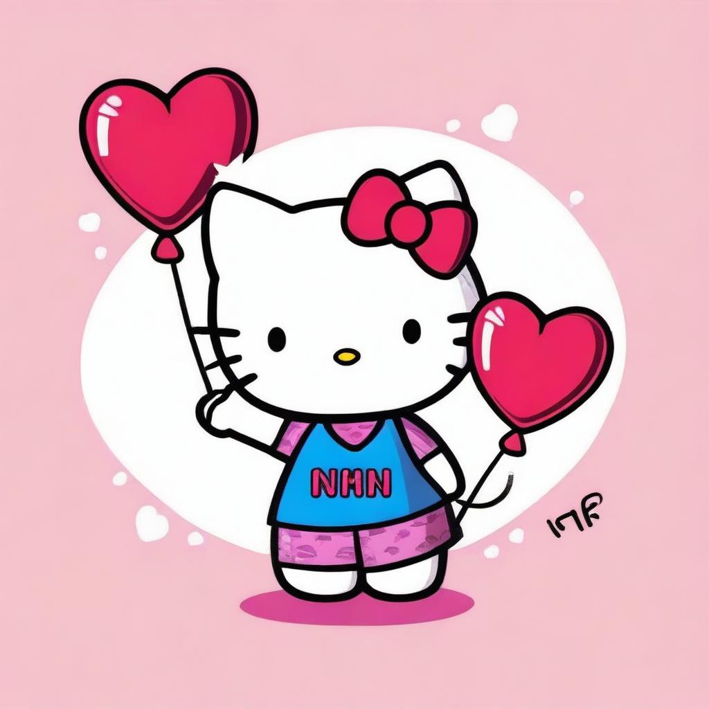 This is a digital art image featuring the popular character Hello Kitty