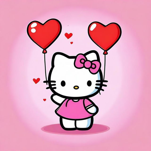 This is a digital art image featuring the popular character Hello Kitty