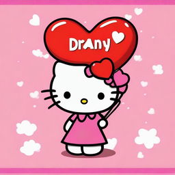 This is a digital art image featuring the popular character Hello Kitty