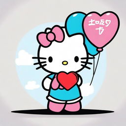 This is a digital art image featuring the popular character Hello Kitty