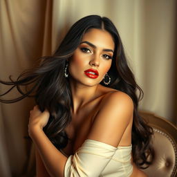 A stylish portrait of a beautiful model inspired by popular culture, showcasing elements of elegance and sophistication