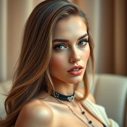 A stylish portrait of a stunning model inspired by popular culture, showcasing elegance and sophistication