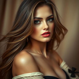 A stylish portrait of a stunning model inspired by popular culture, showcasing elegance and sophistication