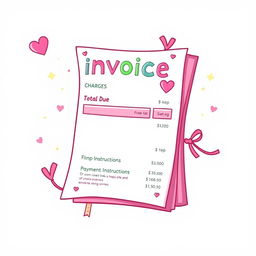 A playful cartoon-style illustration of a pink invoice specifically designed for sissies