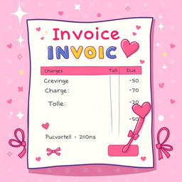 A playful cartoon-style illustration of a pink invoice specifically designed for sissies