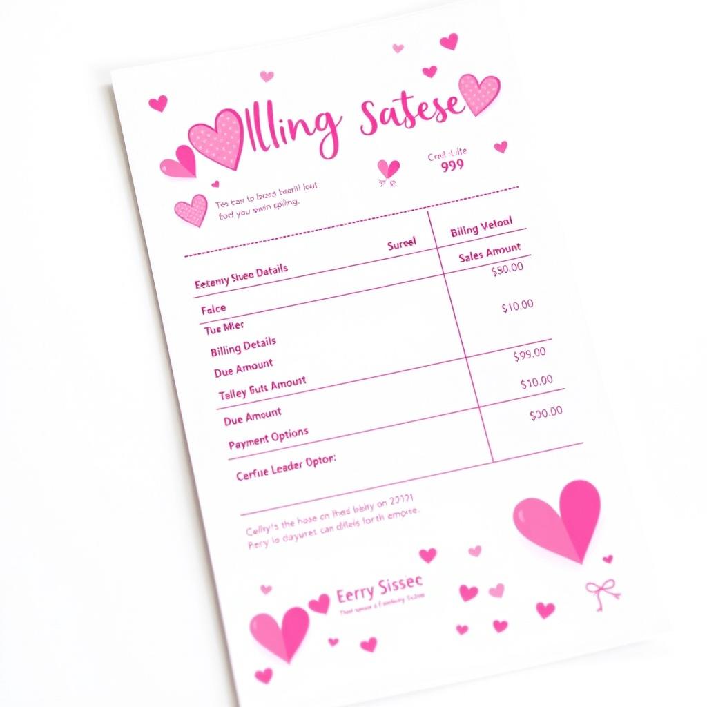 A whimsical and colorful billing statement designed for sissies, featuring a predominantly pink color theme