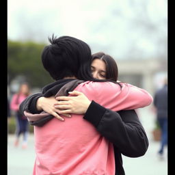 Two lesbian girls embracing in a warm hug