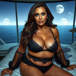 A full-body image of a mature, seductive 50-year-old woman resembling Lisa Ann, exuding beauty and sexiness