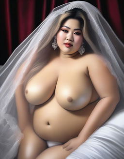 A digital art image depicts a beautiful, plus-size Indonesian bride on her wedding day