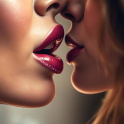 A close-up of two pairs of lips, one adorned with a glossy, pink shade reminiscent of Jennifer Lopez's glam style, and the other with a soft, pastel hue reflecting Taylor Swift's signature look