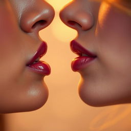 A close-up of two pairs of lips, one adorned with a glossy, pink shade reminiscent of Jennifer Lopez's glam style, and the other with a soft, pastel hue reflecting Taylor Swift's signature look
