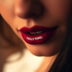 A close-up of a single pair of lips belonging to a woman reminiscent of Golshifteh Farahani, showcasing a rich, deep red lipstick