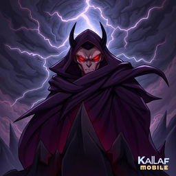An illustration of a menacing guest character from a video game, Kalaf Mobile, depicted as an evil villain