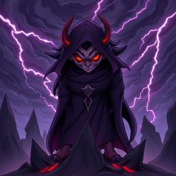 An illustration of a menacing guest character from a video game, Kalaf Mobile, depicted as an evil villain