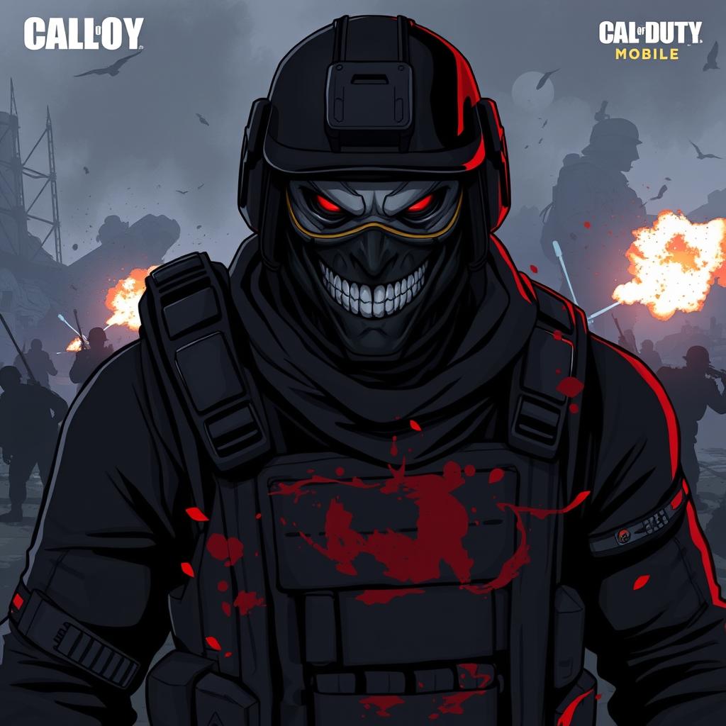 An illustration of a menacing guest character from the game Call of Duty Mobile, portrayed as a formidable evil antagonist