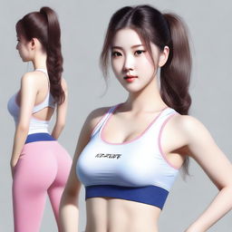 A realistic digital art piece featuring a Korean girl with a captivating look